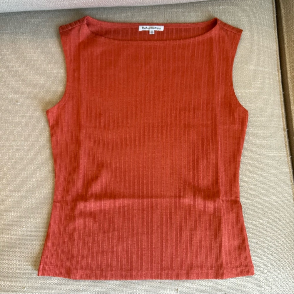✨ SALE✨ NEW Reformation Dusk Knit Top - Terracotta - Picture 4 of 6